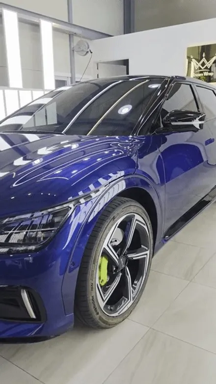 부산 랩핑 EV6 GT 전체 시공 무광 블루 매력적이네 / 부산 사상구