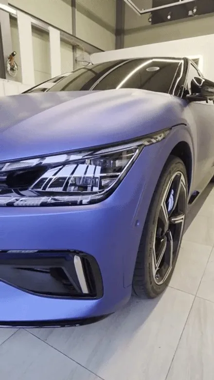 부산 랩핑 EV6 GT 전체 시공 무광 블루 매력적이네 / 부산 사상구