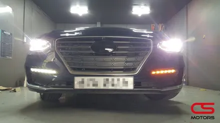 그랜저IG 그랑블루 멋내기~구리 3WAY 데이라이트 턴시그널 및 그릴 센서커버 카멜레온스프레이필름 도색랩핑 시공했어요~ / 경기 구리