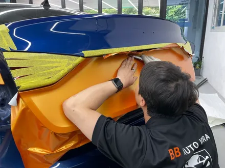 제네시스 G80 스포츠 스터닝 오렌지 전체랩핑 시공 / 화성,수원,오산