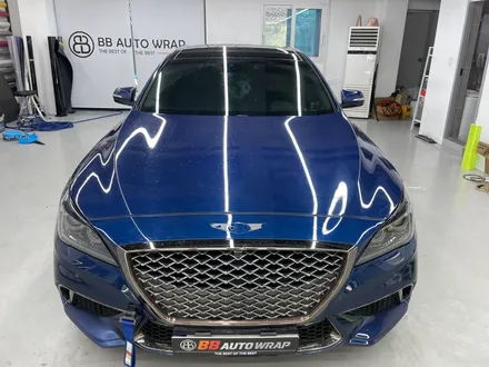 제네시스 G80 스포츠 스터닝 오렌지 전체랩핑 시공 / 화성,수원,오산