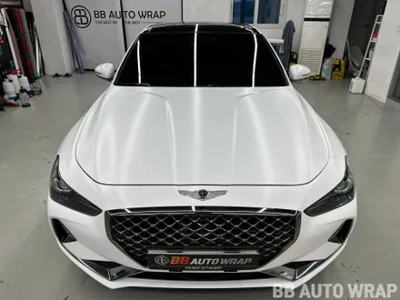 자동차랩핑 제네시스 g70 전체랩핑 에이버리 사틴 화이트 시공 / 화성,수원,오산