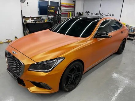 제네시스 G80 스포츠 스터닝 오렌지 전체랩핑 시공 / 화성,수원,오산