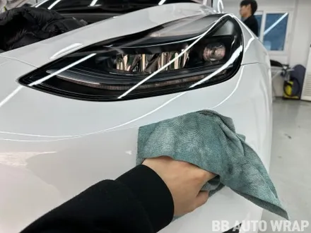 테슬라 모델 Y 전체랩핑 에이버리 사틴 옐로우 시공 / 화성,수원,오산
