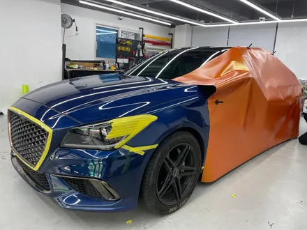 제네시스 G80 스포츠 스터닝 오렌지 전체랩핑 시공 / 화성,수원,오산