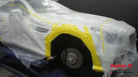 벤츠 SLK 350의 휠 상처수리 후 고스트크롬 휠도색 + AMG 레드 캘리퍼도색. / 용인 처인구