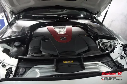 벤츠 C43 AMG 프론트 1개의 휠 다이아몬드컷팅 휠수리&레드 캘리퍼도색. / 용인 처인구