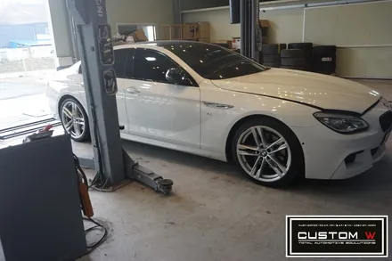 BMW 6시리즈 휠 상처수리후 고스트크롬 휠도색 M퍼포먼스 오렌지컬러 캘리퍼도색. / 용인 처인구