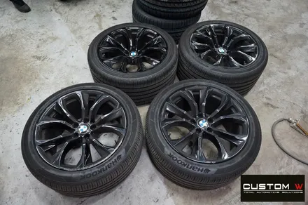 BMW X6 40d 기존 휠 도색 차량 휠 상처 수리 후 블랙유광 휠도색 재작업 / 용인 처인구