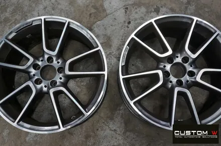 벤츠 C43 AMG 굴절 수리 후 블랙유광 휠도색 + 레드 캘리퍼 도색 / 용인 처인구