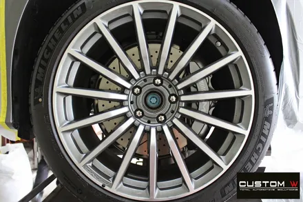 벤츠 GT43 AMG 블랙유광 휠도색 + 레드 캘리퍼 도색 / 용인 처인구