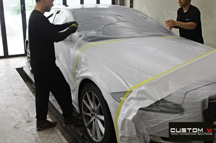 재규어 XJL 휠 상처 수리 후 블랙유광 휠도색 + 레드 캘리퍼 도색 / 용인 처인구