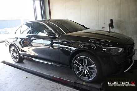 벤츠 E53 AMG 블랙 실버 투톤 유광 휠도색 + 레드 캘리퍼 도색 / 용인 처인구
