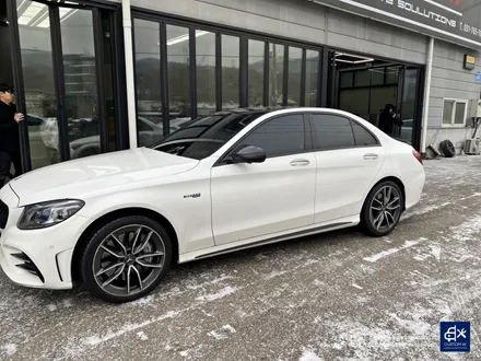 벤츠 C43 AMG 블랙 실버 투톤 유광 휠도색 + 레드 캘리퍼 도색 / 용인 처인구