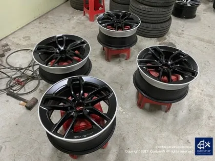 벤츠 E53 AMG 무광 블랙 실버 투톤 휠 도색 + 카본 세라믹 골드 캘리퍼 도색 / 용인 처인구