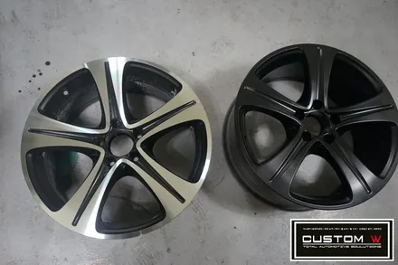 커스텀W에서 벤츠 W213 E220d 기본 실버 휠을 다이아몬드컷팅 휠수리로 블랙폴리시 휠로 만들다. / 용인 처인구
