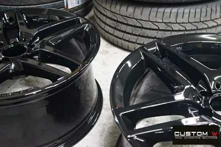 벤츠 S350D 블랙유광 휠도색 + 골드 캘리퍼 도색 / 용인 처인구