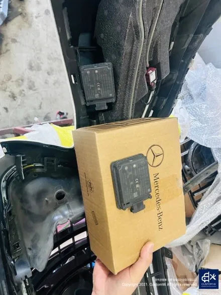 [벤츠사고수리] E클래스 전방 사고 수리 진행하면서 AMG 라인 범퍼로 교체. / 용인 처인구