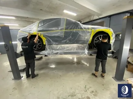 벤츠 W213 E43 AMG 휠 상처 수리 후 사틴 블랙 (무광 검정 / 매트 블랙) 휠 복원 도색 + 카본 세라믹 골드 캘리퍼 도색 / 용인 처인구