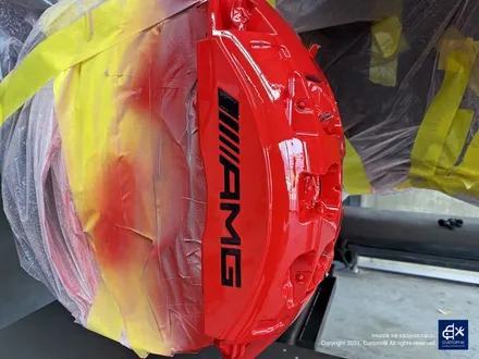 벤츠 GLE53 AMG 잘 못된 휠수리 박리 제거 후, 블랙유광 휠도색 + 레드 캘리퍼 도색 / 용인 처인구