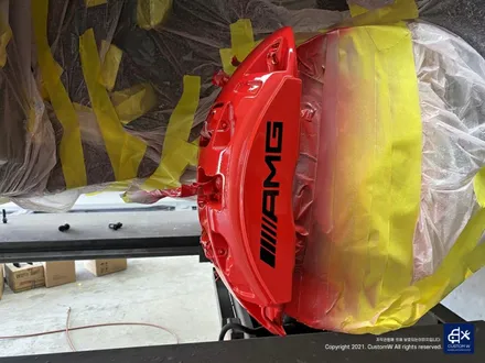벤츠 GLE53 AMG 잘 못된 휠수리 박리 제거 후, 블랙유광 휠도색 + 레드 캘리퍼 도색 / 용인 처인구