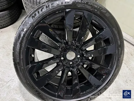 BMW F02 760Li 잘못된 휠도색 약품 박리 제거  및 휠상처 수리 후, 블랙유광 휠도색 + 옐로우 캘리퍼 도색 / 용인 처인구