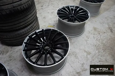 벤츠 GT43 AMG 무광 블랙실버 투톤 휠 + 골드 캘리퍼 도색 / 용인 처인구