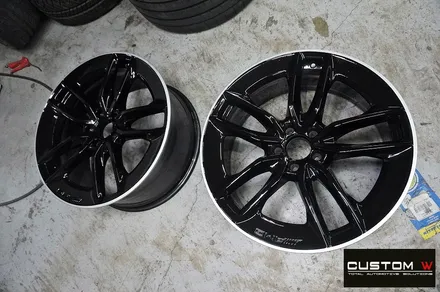 벤츠 E53 AMG 블랙실버 유광투톤 휠도색 + 레드 캘리퍼 도색 / 용인 처인구