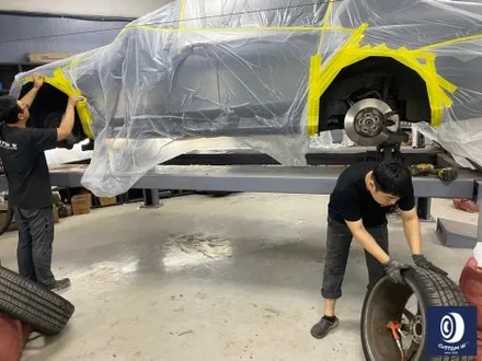 벤츠 W213 E43 AMG 휠 상처 수리 후 사틴 블랙 (무광 검정 / 매트 블랙) 휠 복원 도색 + 카본 세라믹 골드 캘리퍼 도색 / 용인 처인구
