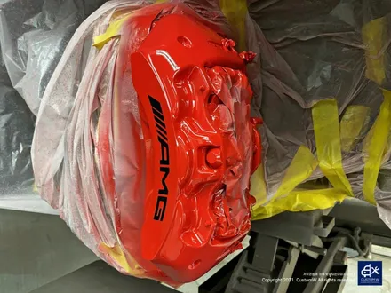 벤츠 GT43 AMG 잘못된 기존 도색 이력 박리후 블랙 실버 투톤 유광 휠도색 + 레드 캘리퍼 도색 / 용인 처인구