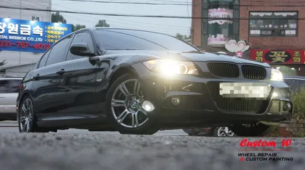 BMW E90 3시리즈 각기 다른 컬러 차량의 M팩 휠의 고스트크롬 휠도색. / 용인 처인구