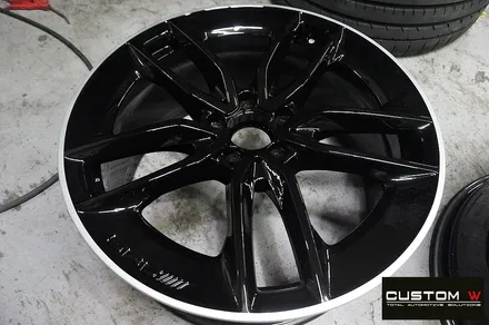 벤츠 E53 AMG 블랙실버 유광투톤 휠도색 + 레드 캘리퍼 도색 / 용인 처인구
