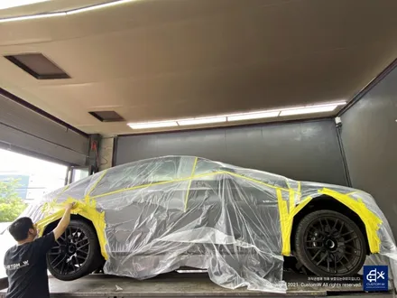 벤츠 C63 AMG 쿠페 휠수리 후 무광블랙 휠도색 + 레드 캘리퍼 도색 / 용인 처인구