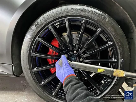 벤츠 GT43 AMG 휠수리 후 블랙유광 휠도색 + 레드 캘리퍼 도색 / 용인 처인구