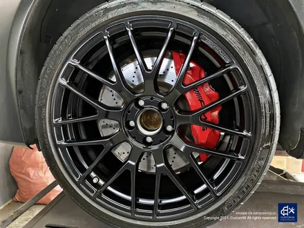 벤츠 C63 AMG 쿠페 휠수리 후 무광블랙 휠도색 + 레드 캘리퍼 도색 / 용인 처인구
