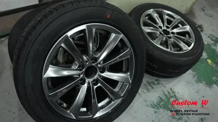 BMW 520D 무난한 블랙 캘리퍼도색과 멋드러진 고스트크롬 휠도색. / 용인 처인구