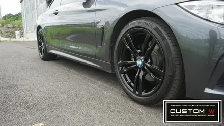 BMW 420d 쿠페 441M 휠 상처수리 후 블랙유광 휠도색, 얼라인먼트 교정. / 용인 처인구