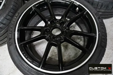 벤츠 C43 AMG 블랙실버유광투톤 휠도색 + 레드 캘리퍼 도색 / 용인 처인구