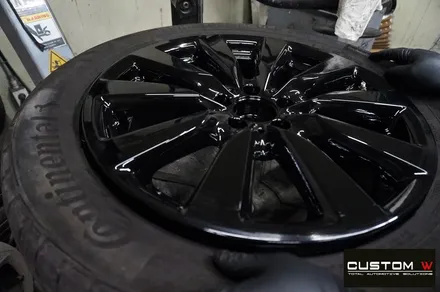 벤츠 GLC350e 휠 상처 수리 후 블랙유광 휠도색 + 카본 세라믹 골드 캘리퍼 도색 / 용인 처인구
