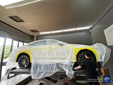 벤츠 CLS400d 휠수리 후 블랙유광 휠도색 + 레드 캘리퍼 도색 / 용인 처인구