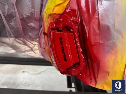 벤츠 GLE63 AMG 휠 도색 불량 재작업 약품 박리 제거 후, 사틴 블랙 + 실버 투톤 휠도색 + 레드 캘리퍼 도색 / 용인 처인구