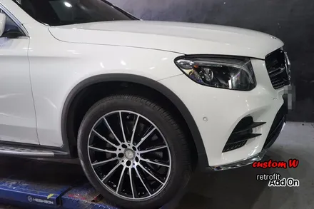 휠에 깊은 상처가 난 GLC250D 다이아몬드컷팅 휠수리와 GLC에 핫한 레트로핏 아이템(부메스터3D전동트위터,에어발란스패키지) / 용인 처인구