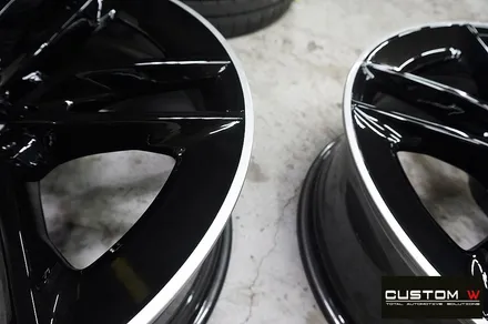 벤츠 E53 AMG 블랙실버 유광투톤 휠도색 + 레드 캘리퍼 도색 / 용인 처인구
