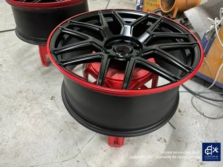 벤츠 G바겐 G63 AMG 22인치 에디션  휠 무광 블랙 레드 투톤 휠 상처 수리 후, 복원 도색 / 용인 처인구