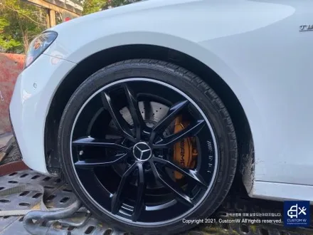 벤츠 E53 AMG 무광 블랙 실버 투톤 휠 도색 + 카본 세라믹 골드 캘리퍼 도색 / 용인 처인구