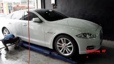 재규어 XJL 고스트크롬 휠도색과 레드 캘리퍼도색(로고 JAGUAR) / 용인 처인구