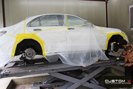 벤츠 C43 AMG 블랙실버유광투톤 휠도색 + 레드 캘리퍼 도색 / 용인 처인구
