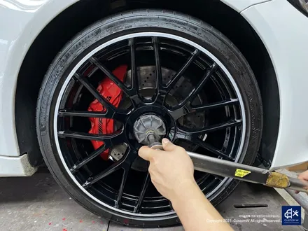 벤츠 C63 AMG 블랙 실버 투톤 유광 휠도색 + 레드 캘리퍼 도색 / 용인 처인구