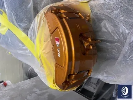 아우디 A7 50TFSI 20인치 다이아몬드 커팅 가공을 이용한 블랙 폴리시 커스텀 투톤 휠도색 + 심각한 부식 제거 후, 카본 세라믹 골드(오렌지 골드) 캘리퍼 도색 작업까지_! / 용인 처인구