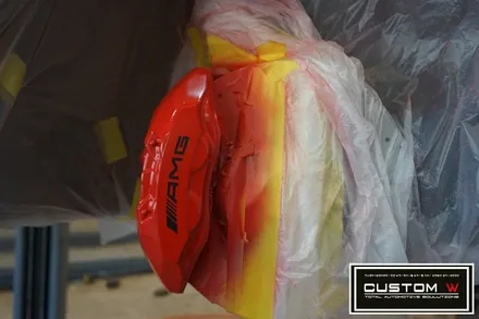 벤츠 C43AMG 맷블랙 휠도색 + 레드 AMG 캘리퍼도색. / 용인 처인구